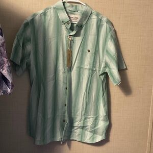 Men's Casual Mint Green Striped Shirt